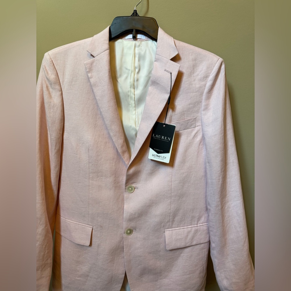 NWT Ralph Lauren Pink All Linen Suit Jacket Mens 38R Lassiter - Picture 11 of 16